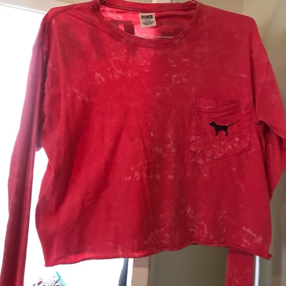 PINK Tie-Dye Long Sleeve Crop Shirt - Picture 2 of 2